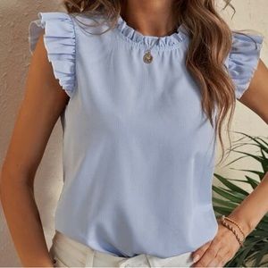 SHEIN Striped Ruffle Neck Blouse